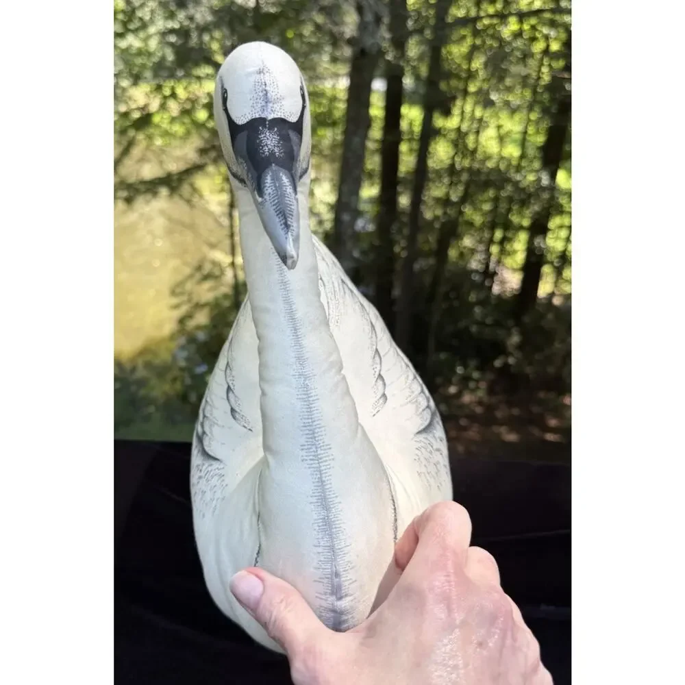 Vintage Large Stuffed Wild Swan Bird Plush Decorative Pillow Decor Handmade